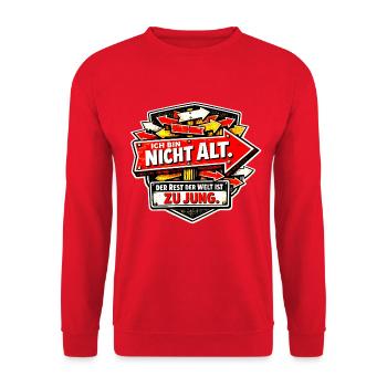 Ich bin nicht alt, der Rest der Welt ist zu jung. - Unisex Pullover - Rot - Vorne - Alina (178cm) & Michal (187cm)