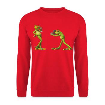 Froschduo Verspielter Charme - Unisex Pullover - Rot - Vorne - Alina (178cm) & Michal (187cm)