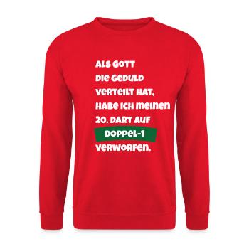 Dart vs. Geduld - Unisex Pullover - Rot - Vorne - Alina (178cm) & Michal (187cm)