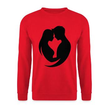 Paar-Silhouetten-Umarmung - Unisex Pullover - Rot - Vorne - Alina (178cm) & Michal (187cm)