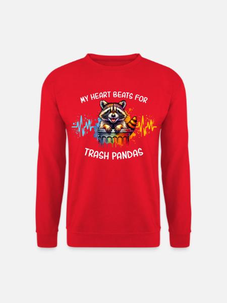 Waschbär Herzlinie - Unisex Pullover - Rot