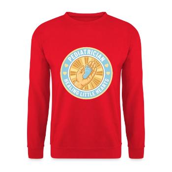 Kinderarzt Heilung Kleine Herzen Abzeichen Geschenk - Unisex Pullover - Rot - Vorne - Alina (178cm) & Michal (187cm)