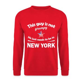 Nicht grimmig, nur in New York - Unisex Pullover - Rot - Vorne - Alina (178cm) & Michal (187cm)