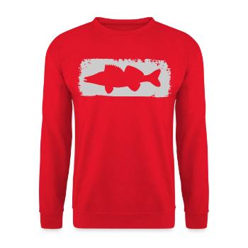 Zander im Farbstrich - grau - Unisex Pullover - Rot - Vorne - Alina (178cm) & Michal (187cm)