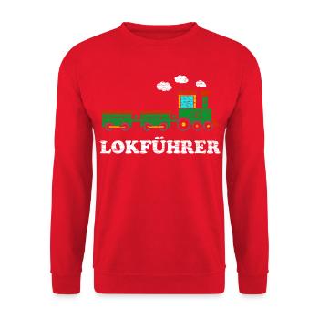 Lokführer Jungen Lokomotive - Unisex Pullover - Rot - Vorne - Alina (178cm) & Michal (187cm)