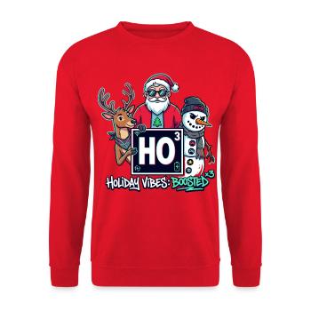 Weihnachtsmann Rentier Schneemann Cooles Team - Unisex Pullover - Rot - Vorne - Alina (178cm) & Michal (187cm)