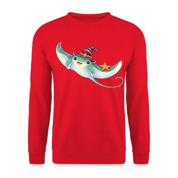 Mantarochen mit Muschelhexenhut - Unisex Pullover - Rot - Vorne - Alina (178cm) & Michal (187cm)