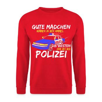 Beste Mädchen Sind Bei Der Polizei Polizistin - Unisex Pullover - Rot - Vorne - Alina (178cm) & Michal (187cm)