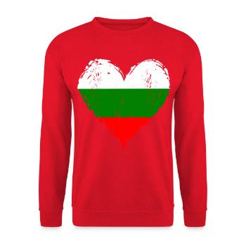 Bulgarien Herzflagge Grunge - Unisex Pullover - Rot - Vorne - Alina (178cm) & Michal (187cm)