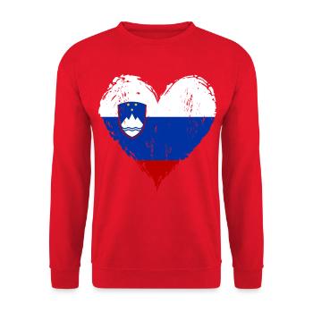 Slowenien Herzflagge Grunge - Unisex Pullover - Rot - Vorne - Alina (178cm) & Michal (187cm)