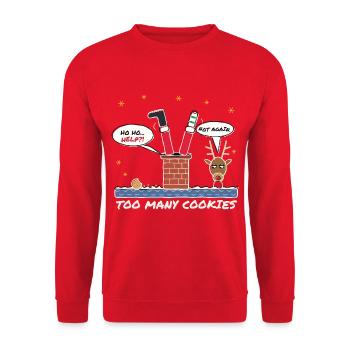 Humorvoller Weihnachtswitz - Unisex Pullover - Rot - Vorne - Alina (178cm) & Michal (187cm)