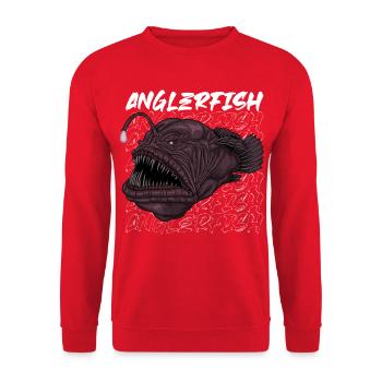 Tiefsee Monster - Anglerfisch - Unisex Pullover - Rot - Vorne - Alina (178cm) & Michal (187cm)