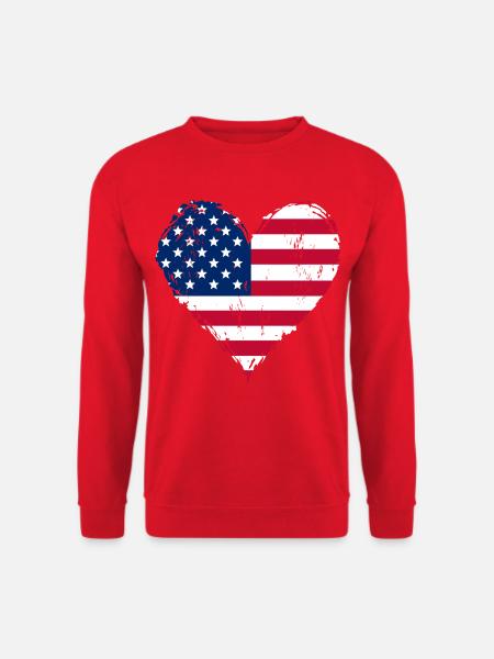 USA Herzflagge Grunge - Unisex Pullover - Rot