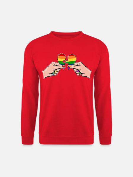 Frauenhände Herzpuzzle Regenbogen - Unisex Pullover - Rot
