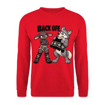 Schwarzes Schaf – Zurück - Unisex Pullover - Rot - Vorne - Alina (178cm) & Michal (187cm)