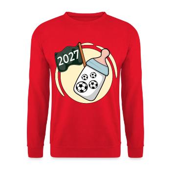 Baby verkünden 2027, Fußball - Unisex Pullover - Rot - Vorne - Alina (178cm) & Michal (187cm)