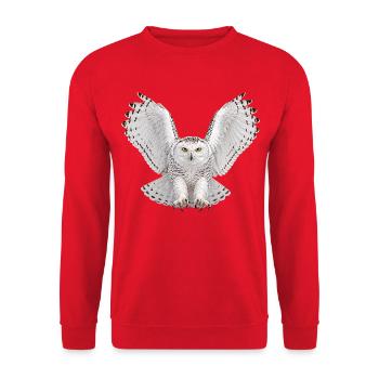 Schneeeule - Unisex Pullover - Rot - Vorne - Alina (178cm) & Michal (187cm)