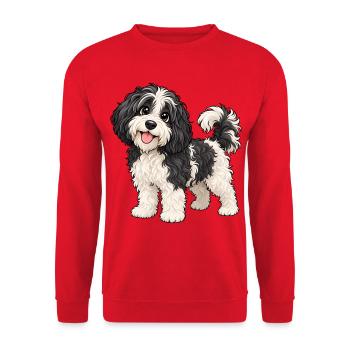 Schafpudel Kawaii Style – Süßer Hütehund - Unisex Pullover - Rot - Vorne - Alina (178cm) & Michal (187cm)