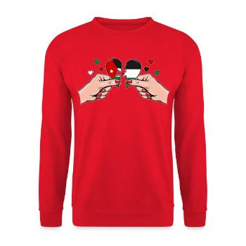 Jordanien Frauenhände Herzpuzzle - Unisex Pullover - Rot - Vorne - Alina (178cm) & Michal (187cm)
