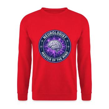 Neurologe Master Of The Mind Gehirnabzeichen Geschenk - Unisex Pullover - Rot - Vorne - Alina (178cm) & Michal (187cm)