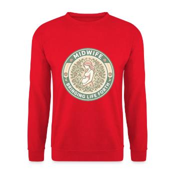 Hebamme bringt Leben hervor Blumenabzeichen Geschenk - Unisex Pullover - Rot - Vorne - Alina (178cm) & Michal (187cm)