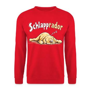 Schlapprador Labrador Schlafmütze Hund Humor - Unisex Pullover - Rot - Vorne - Alina (178cm) & Michal (187cm)
