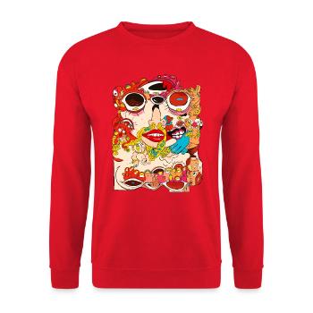 Gesichts-Tattoo - Unisex Pullover - Rot - Vorne - Alina (178cm) & Michal (187cm)