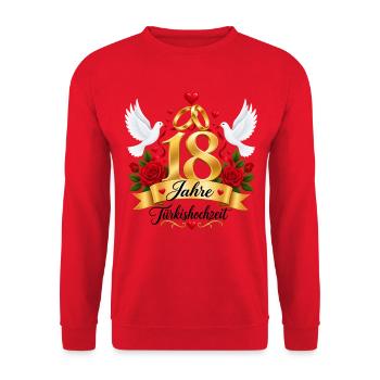 18.Hochzeitstag , 18 Jahre Türkishochzeit - Unisex Pullover - Rot - Vorne - Alina (178cm) & Michal (187cm)