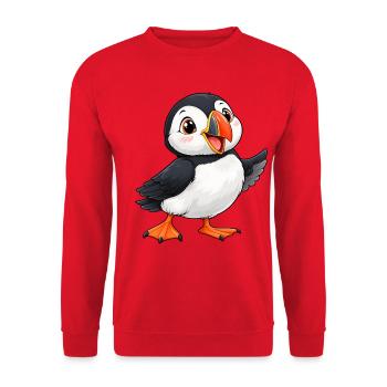 Papageientaucher Kawaii Style – Süßer Vogel - Unisex Pullover - Rot - Vorne - Alina (178cm) & Michal (187cm)