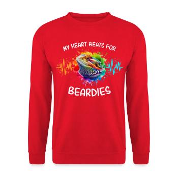 Bartagame Herzlinie - Unisex Pullover - Rot - Vorne - Alina (178cm) & Michal (187cm)