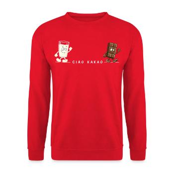 Ciao Kakao Milch Schokolade Wortspiel Humor - Unisex Pullover - Rot - Vorne - Alina (178cm) & Michal (187cm)