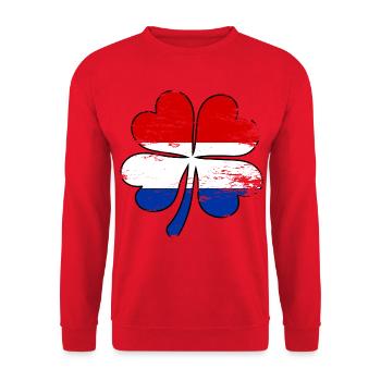 Holland Flagge Kleeblatt used - Unisex Pullover - Rot - Vorne - Alina (178cm) & Michal (187cm)