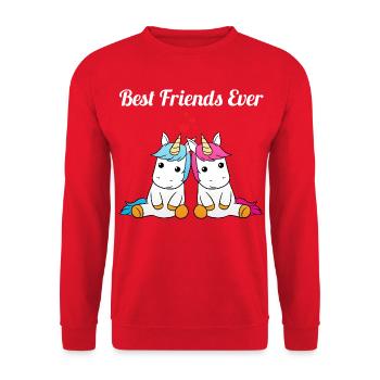 Best Friends Ever Einhörner Beste Freunde - Unisex Pullover - Rot - Vorne - Alina (178cm) & Michal (187cm)