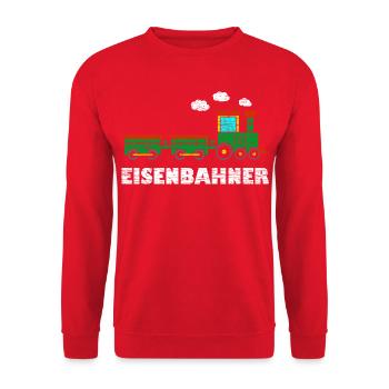 Eisenbahner Kinder Lokomotive Eisenbahn - Unisex Pullover - Rot - Vorne - Alina (178cm) & Michal (187cm)