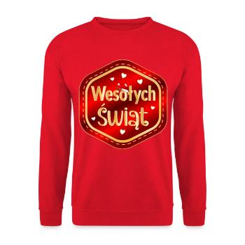 Frohe Weihnachten, Polen, - Unisex Pullover - Rot - Vorne - Alina (178cm) & Michal (187cm)