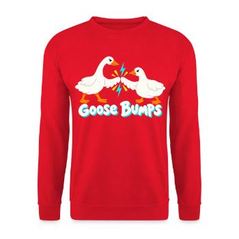 Lightning Geese Bump Lustige Gänsehaut - Unisex Pullover - Rot - Vorne - Alina (178cm) & Michal (187cm)