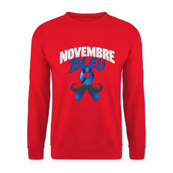 November Blauer Schnurrbart - Unisex Pullover - Rot - Vorne - Alina (178cm) & Michal (187cm)