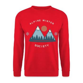 Alpine Winter Society - Unisex Pullover - Rot - Vorne - Alina (178cm) & Michal (187cm)