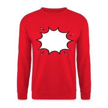 Explosionsblase Comic used look - Unisex Pullover - Rot - Vorne - Alina (178cm) & Michal (187cm)