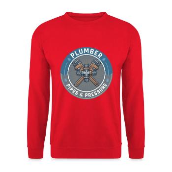 Klempnerrohre und Druckschlüssel Abzeichengeschenk - Unisex Pullover - Rot - Vorne - Alina (178cm) & Michal (187cm)