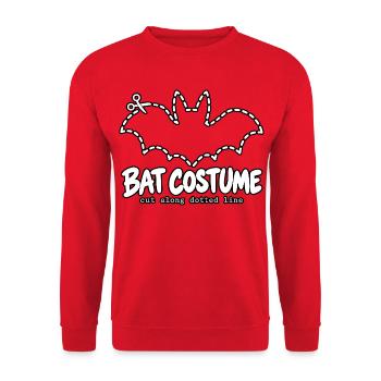 Bat Kostüm Schnittlinie Zeichnung - Unisex Pullover - Rot - Vorne - Alina (178cm) & Michal (187cm)