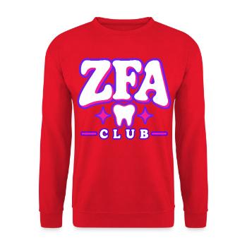 ZFA Club – Zahnmedizin mit Herz und Style - Unisex Pullover - Rot - Vorne - Alina (178cm) & Michal (187cm)