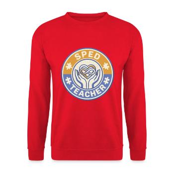 Vintage-SPED-Lehrer Infinity Heart Hands Abzeichen an - Unisex Pullover - Rot - Vorne - Alina (178cm) & Michal (187cm)