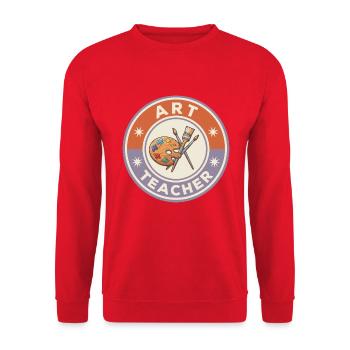 Vintage Kunstlehrer Farbpaletten-Pinsel Patch To - Unisex Pullover - Rot - Vorne - Alina (178cm) & Michal (187cm)