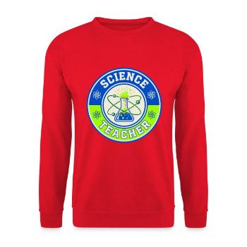 Vintage Science Teacher Flask Planetarische Umlaufbahnen oben - Unisex Pullover - Rot - Vorne - Alina (178cm) & Michal (187cm)