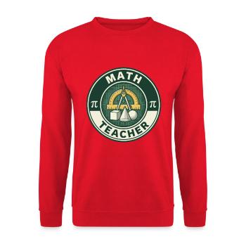 Vintage Mathematiklehrer-Gradmesser-Geometrie-Abzeichen oben - Unisex Pullover - Rot - Vorne - Alina (178cm) & Michal (187cm)