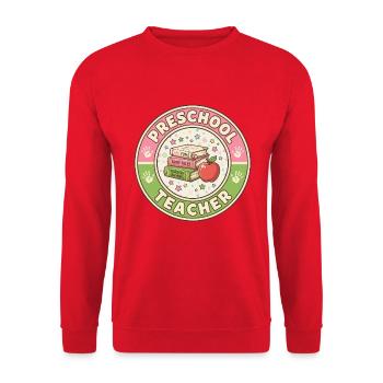 Vintage Vorschullehrer-Geschichtenbücher Apple Patch - Unisex Pullover - Rot - Vorne - Alina (178cm) & Michal (187cm)