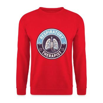 Vintage-Abzeichen für Atemtherapeuten und menschliche Lungen - Unisex Pullover - Rot - Vorne - Alina (178cm) & Michal (187cm)