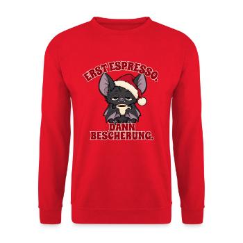 Fledermaus vor der Bescherung - Unisex Pullover - Rot - Vorne - Alina (178cm) & Michal (187cm)