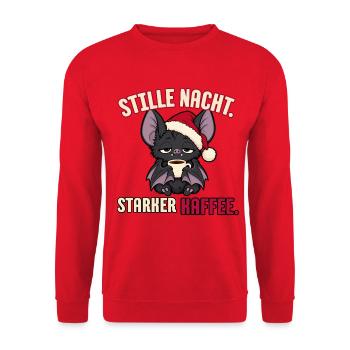 Stille Nacht starker Kaffee - Unisex Pullover - Rot - Vorne - Alina (178cm) & Michal (187cm)